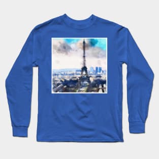 Eiffel Tower Watercolor Long Sleeve T-Shirt